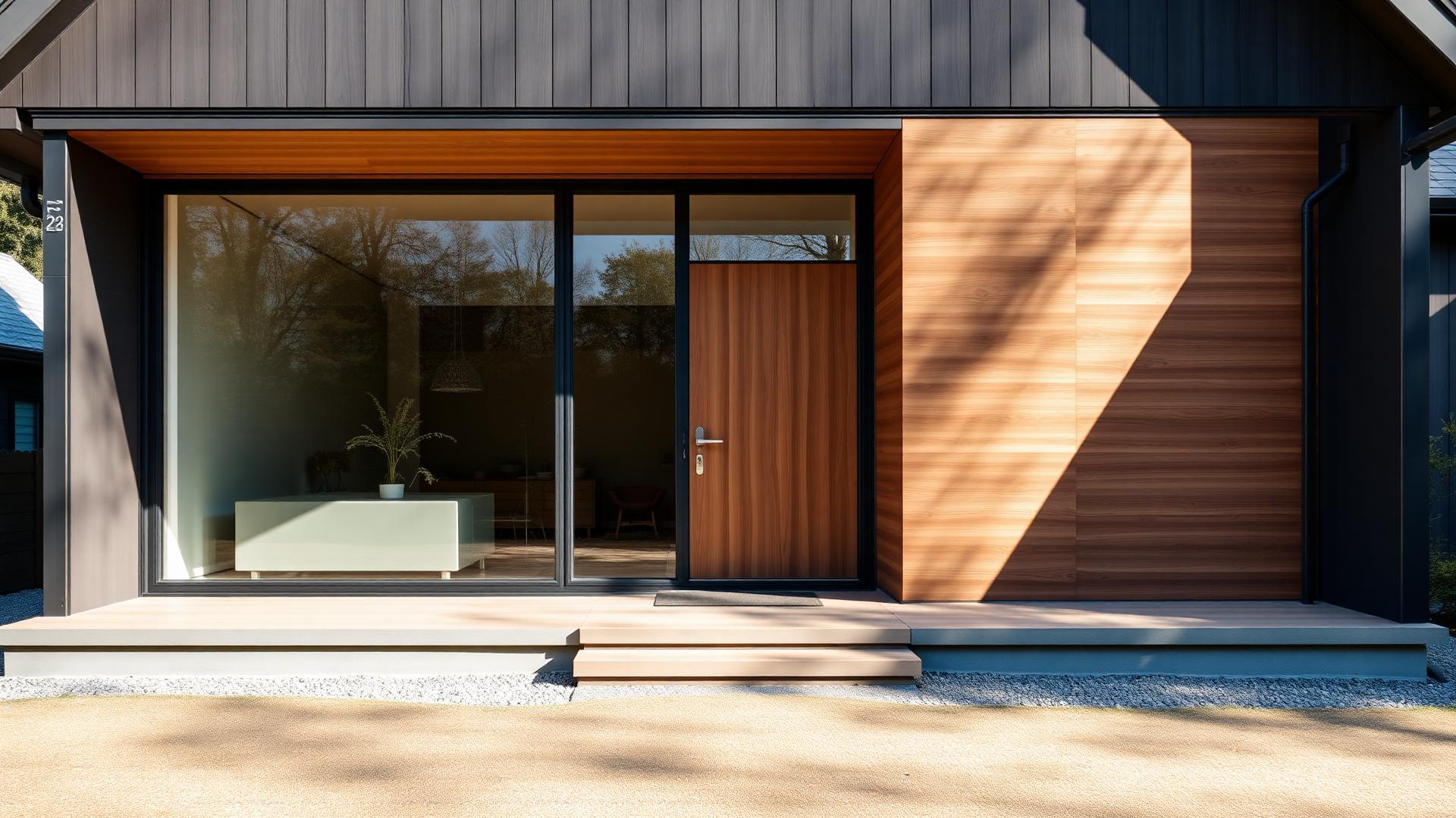 Modernes Wohnhaus mit Eichenhaustür der Tischlerei Mehner